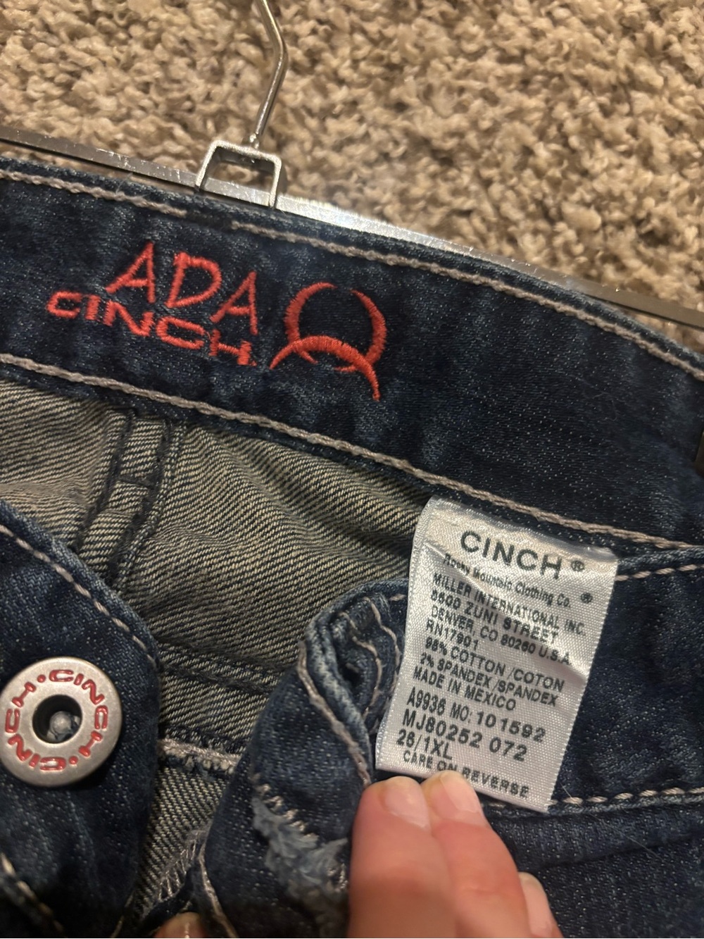 Cinch Women’s Dark Indigo High-Rise Jeans with Red ADA Embroidery